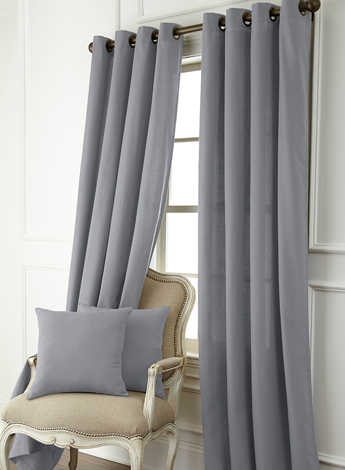 DRAPES AND DECORATIVE PILLOWS GRAY COLLECTION
